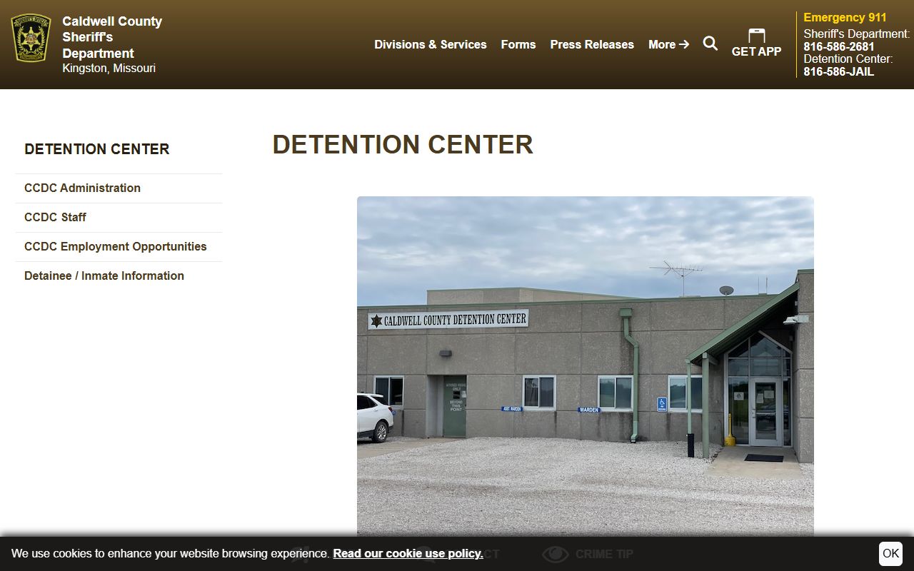 Caldwell County Detention Center facility page and inmate lookup context
