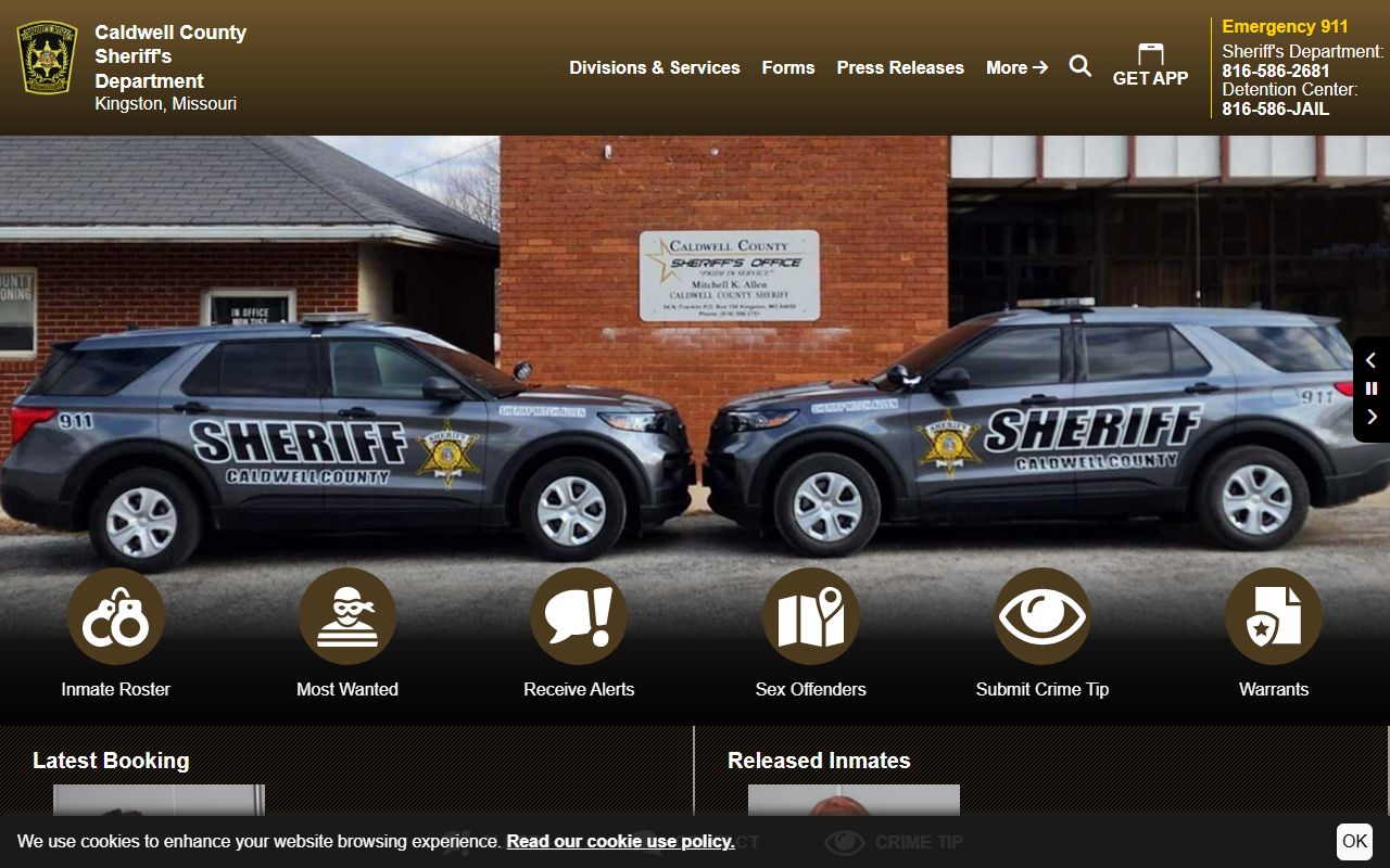 Caldwell County inmate population sheriff homepage roster navigation